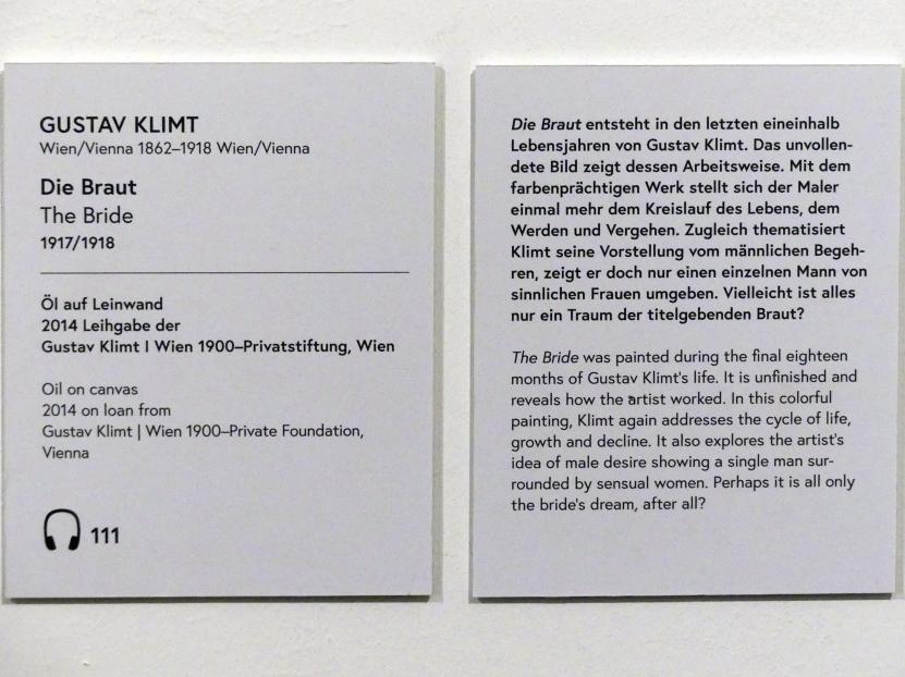 Gustav Klimt (1891–1917), Die Braut, Wien, Museum Oberes Belvedere, Saal 4, 1917–1918, Bild 2/2