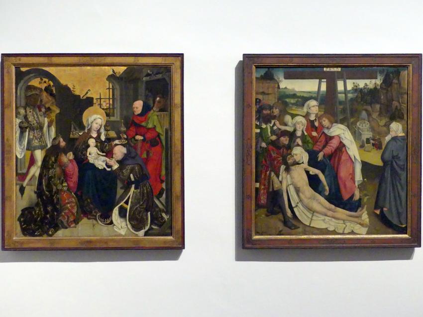 Meister des Wiener Schottenaltars (1470), Anbetung der Heiligen Drei Könige, Beweinung Christi, Wien, Schottenstift, jetzt Wien, Museum Oberes Belvedere, Saal 7, um 1470