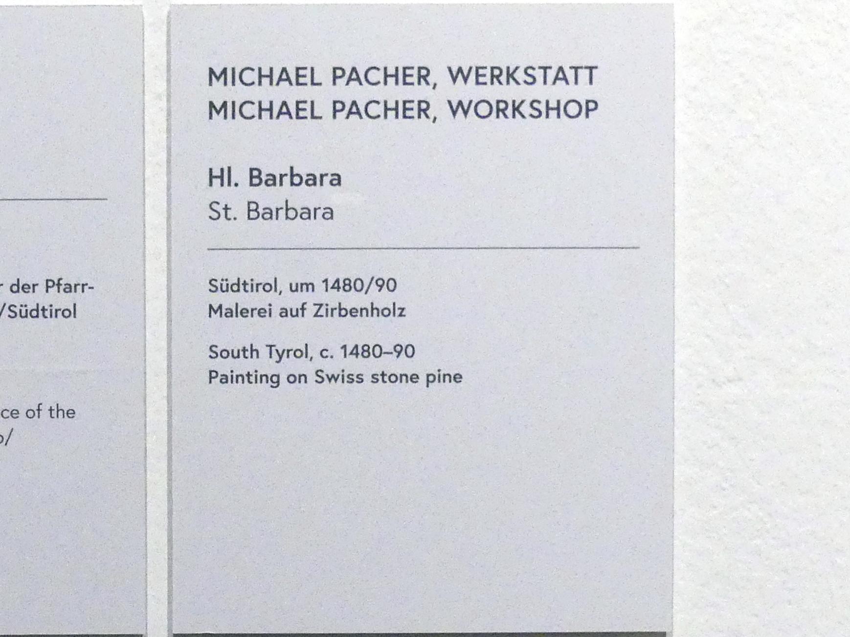 Michael Pacher (Werkstatt) (1485), Hl. Barbara, Wien, Museum Oberes Belvedere, Saal 7, um 1480–1490, Bild 2/2