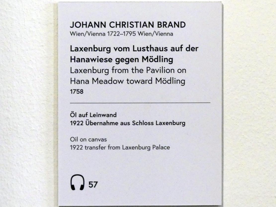 Johann Christian Brand (1745–1776), Laxenburg vom Lusthaus auf der Hanawiese gegen Mödling, Wien, Museum Oberes Belvedere, Saal 14, 1758, Bild 2/2