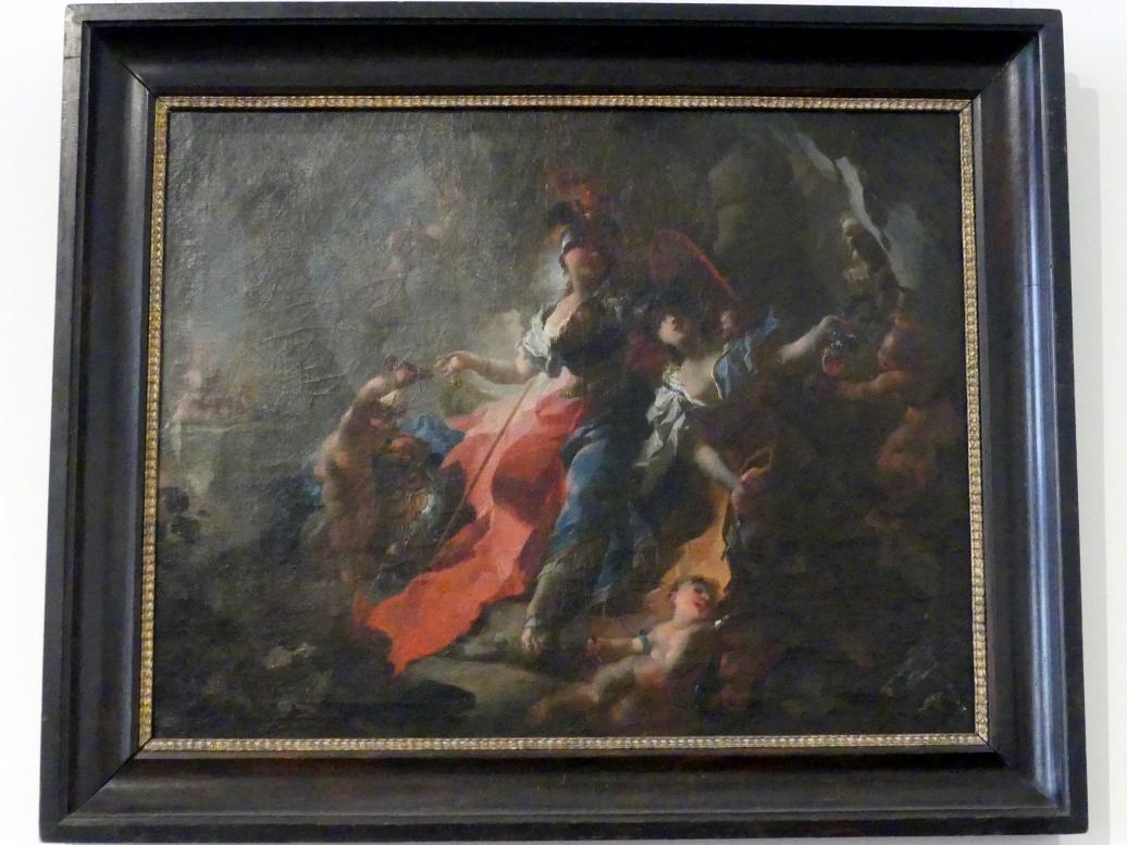 Franz Anton Maulbertsch (1749–1794), Die Akademie mit ihren Attributen zu Füßen Minervas, Wien, Museum Oberes Belvedere, Saal 15, 1750