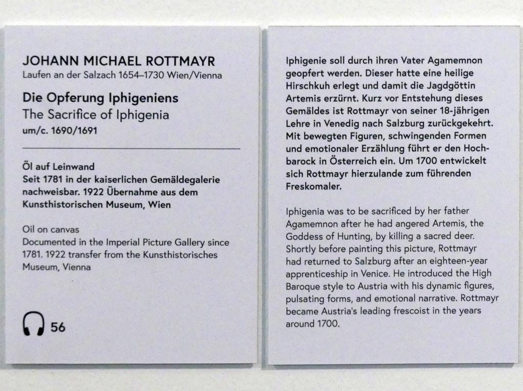 Johann Michael Rottmayr (1674–1730), Die Opferung Iphigeniens, Wien, Museum Oberes Belvedere, Saal 16, um 1690–1691, Bild 2/2