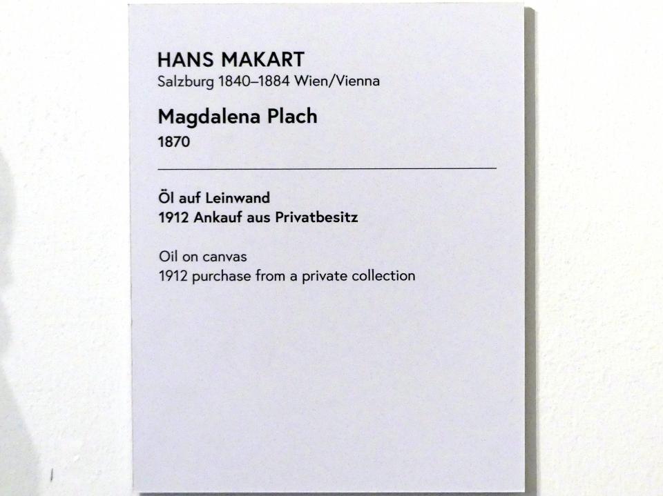 Hans Makart (1868–1883), Magdalena Plach, Wien, Museum Oberes Belvedere, Saal 17, 1870, Bild 2/2