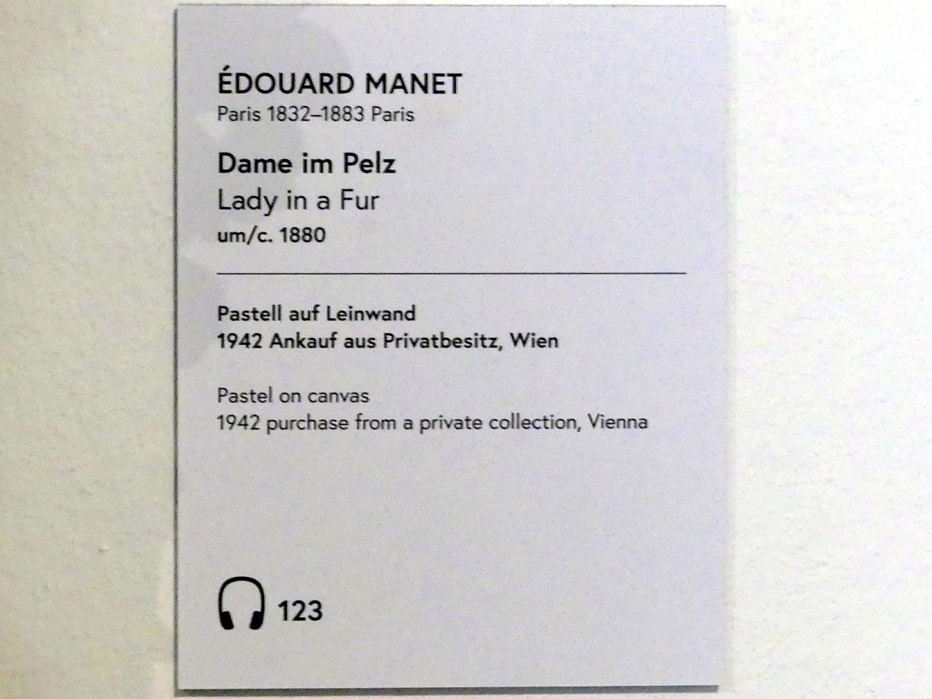 Édouard Manet (1855–1882), Dame im Pelz, Wien, Museum Oberes Belvedere, Saal 18, um 1880, Bild 2/2