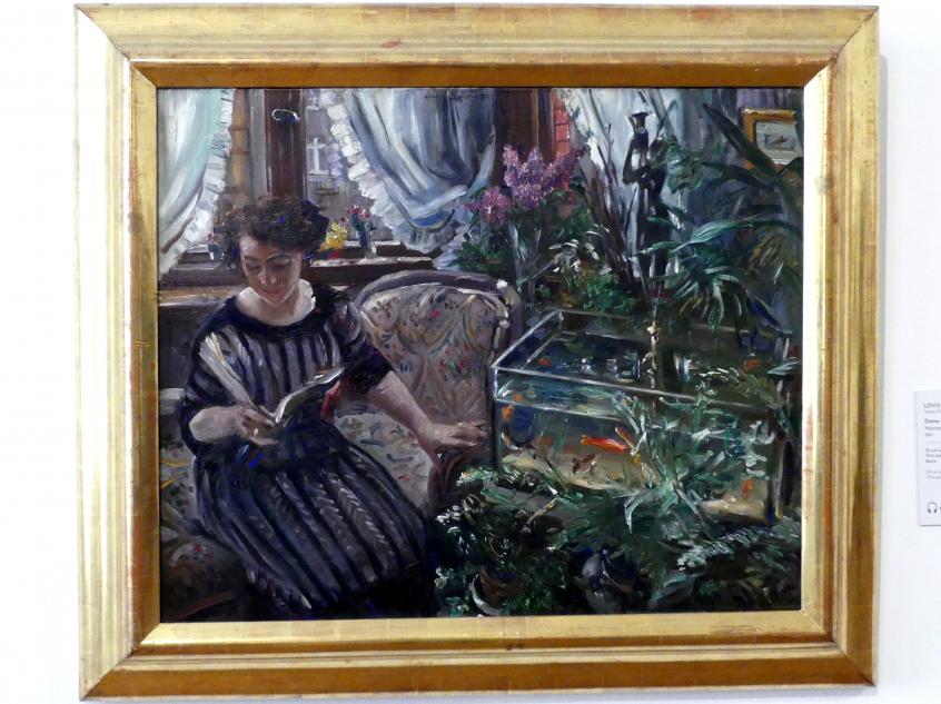 Lovis Corinth (1891–1925), Dame am Goldfischbassin, Wien, Museum Oberes Belvedere, Saal 18, 1911, Bild 1/2