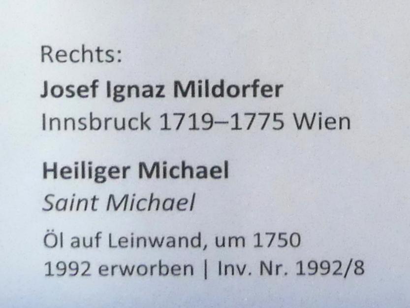Josef Ignaz Mildorfer (1750–1760), Heiliger Michael, Augsburg, Deutsche Barockgalerie im Schaezlerpalais, Saal 16 - Mythos und Historie, um 1750, Bild 2/2