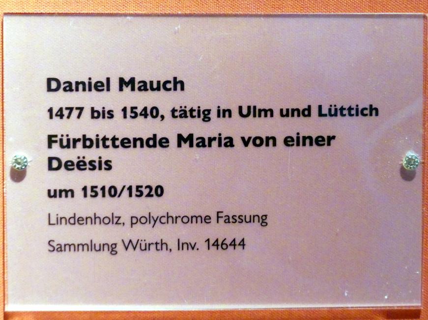 Daniel Mauch (1507–1520), Fürbittende Maria von einer Deësis, Schwäbisch Hall, Johanniterkirche, Alte Meister in der Sammlung Würth, um 1510–1520, Bild 2/2