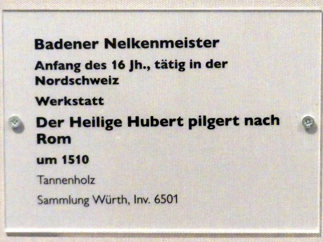 Badener Nelkenmeister (Werkstatt) (1510), Der Heilige Hubert pilgert nach Rom, Schwäbisch Hall, Johanniterkirche, Alte Meister in der Sammlung Würth, um 1510, Bild 2/2