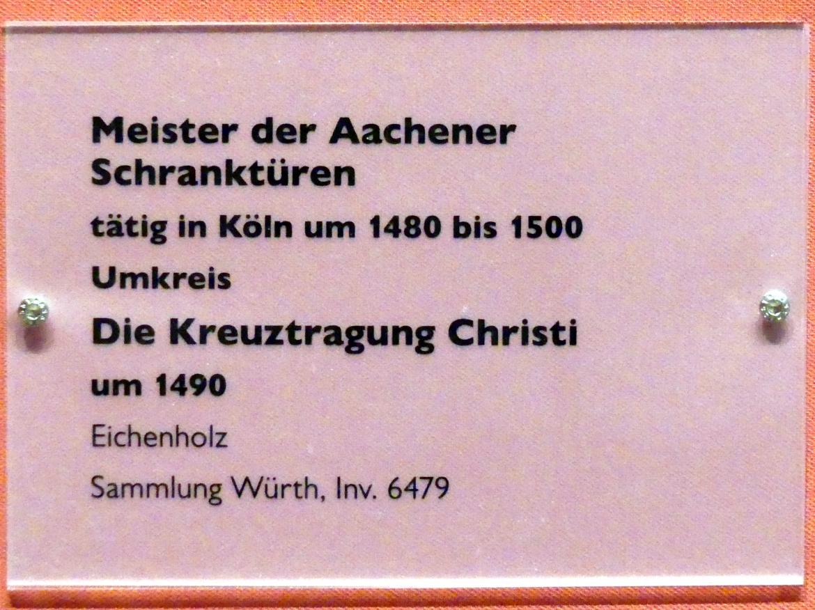 Meister des Aachener Marienlebens (Meister der Aachener Schranktüren) (Umkreis) (1490), Die Kreuztragung Christi, Schwäbisch Hall, Johanniterkirche, Alte Meister in der Sammlung Würth, um 1490, Bild 2/2