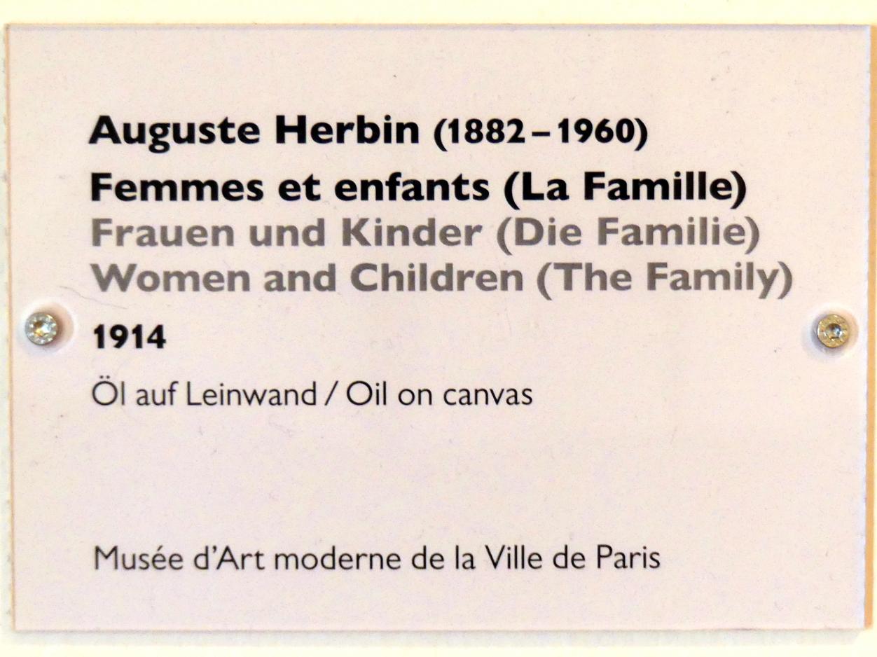Auguste Herbin (1907–1936), Frauen und Kinder (Die Familie), Schwäbisch Hall, Kunsthalle Würth, Ausstellung "Das Musée d'Art moderne de la Ville de Paris zu Gast in der Kunsthalle Würth" vom 15.04.-15.09.2019, 1914, Bild 2/2