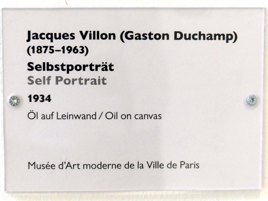 Jacques Villon (1934–1958), Selbstportrait, Schwäbisch Hall, Kunsthalle Würth, Ausstellung "Das Musée d'Art moderne de la Ville de Paris zu Gast in der Kunsthalle Würth" vom 15.04.-15.09.2019, 1934, Bild 2/2