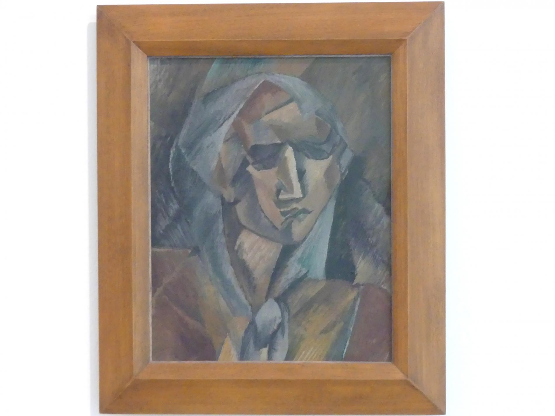 Georges Braque (1906–1956), Frauenkopf, Schwäbisch Hall, Kunsthalle Würth, Ausstellung "Das Musée d'Art moderne de la Ville de Paris zu Gast in der Kunsthalle Würth" vom 15.04.-15.09.2019, 1909, Bild 1/2