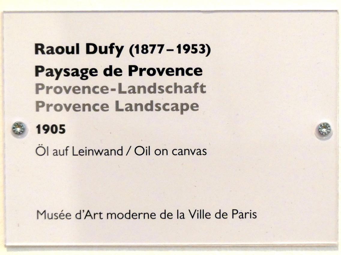 Raoul Dufy (1903–1937), Provence-Landschaft, Schwäbisch Hall, Kunsthalle Würth, Ausstellung "Das Musée d'Art moderne de la Ville de Paris zu Gast in der Kunsthalle Würth" vom 15.04.-15.09.2019, 1905, Bild 2/2