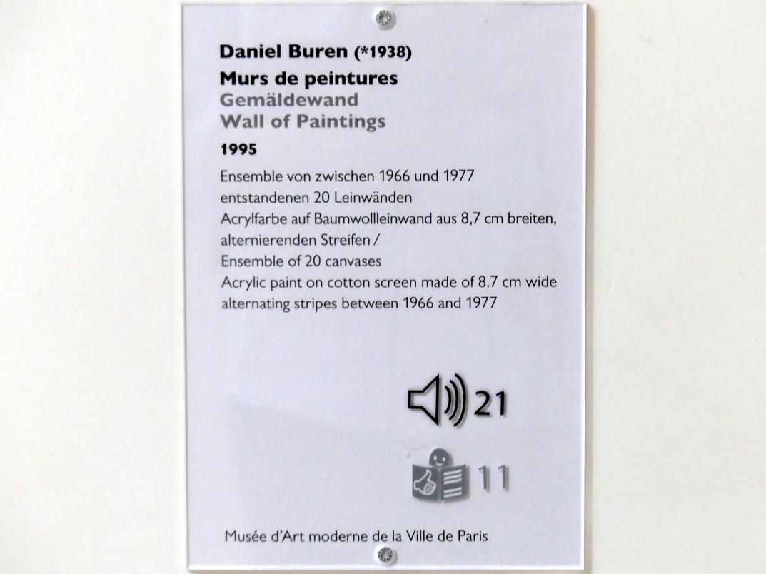 Daniel Buren (1985–2015), Gemäldewand, Schwäbisch Hall, Kunsthalle Würth, Ausstellung "Das Musée d'Art moderne de la Ville de Paris zu Gast in der Kunsthalle Würth" vom 15.04.-15.09.2019, 1995, Bild 3/3