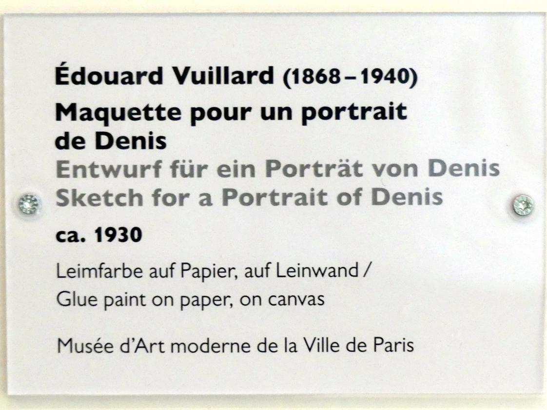 Édouard Vuillard (1889–1939), Entwurf für ein Porträt von Denis, Schwäbisch Hall, Kunsthalle Würth, Ausstellung "Das Musée d'Art moderne de la Ville de Paris zu Gast in der Kunsthalle Würth" vom 15.04.-15.09.2019, um 1930, Bild 2/2