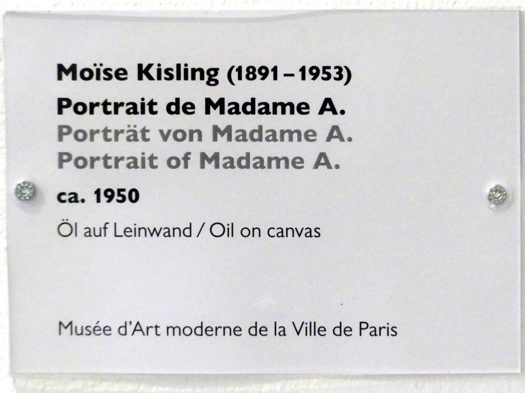 Moise Kisling (1921–1950), Porträt von Madame A., Schwäbisch Hall, Kunsthalle Würth, Ausstellung "Das Musée d'Art moderne de la Ville de Paris zu Gast in der Kunsthalle Würth" vom 15.04.-15.09.2019, um 1950, Bild 2/2