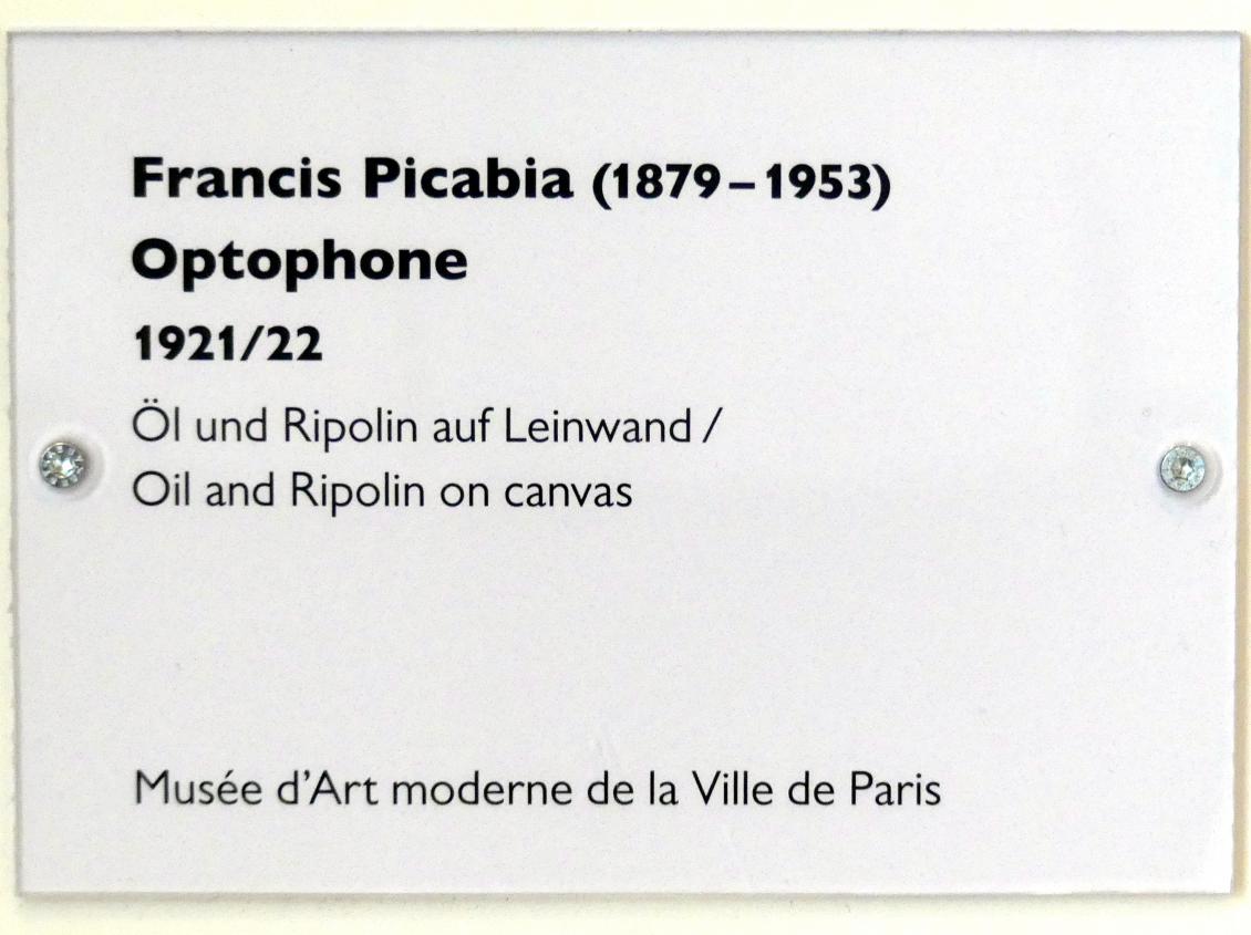 Francis Picabia (1908–1948), Optophone, Schwäbisch Hall, Kunsthalle Würth, Ausstellung "Das Musée d'Art moderne de la Ville de Paris zu Gast in der Kunsthalle Würth" vom 15.04.-15.09.2019, 1921–1922, Bild 2/2