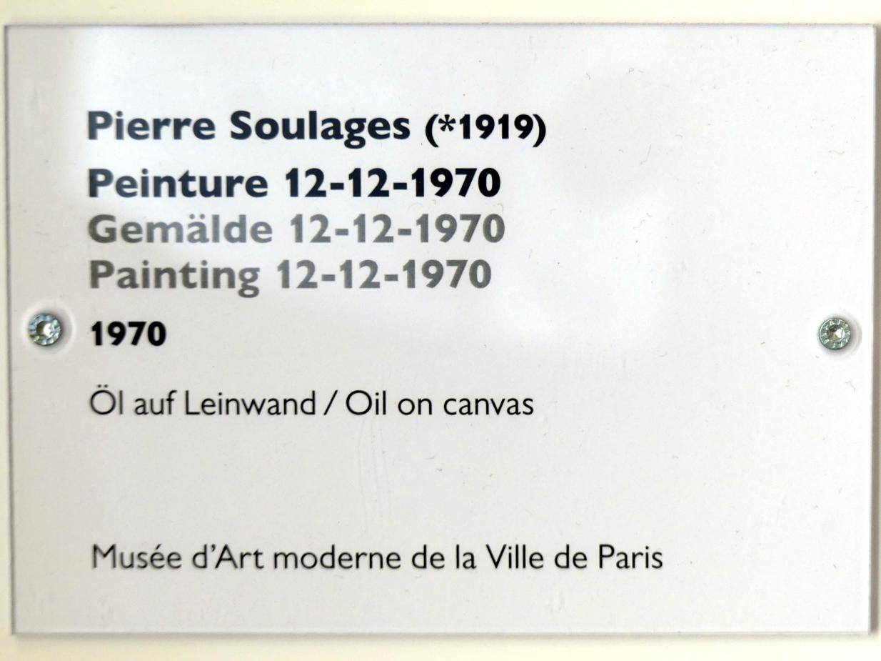 Pierre Soulages (1946–2019), Gemälde 12-12-1970, Schwäbisch Hall, Kunsthalle Würth, Ausstellung "Das Musée d'Art moderne de la Ville de Paris zu Gast in der Kunsthalle Würth" vom 15.04.-15.09.2019, 1970, Bild 2/2