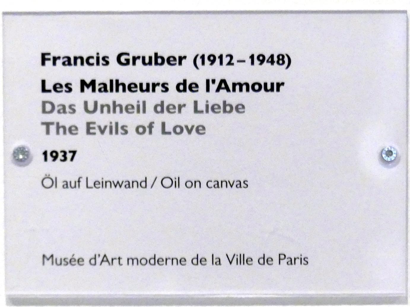 Francis Gruber (1932–1946), Das Unheil der Liebe, Schwäbisch Hall, Kunsthalle Würth, Ausstellung "Das Musée d'Art moderne de la Ville de Paris zu Gast in der Kunsthalle Würth" vom 15.04.-15.09.2019, 1937, Bild 2/2