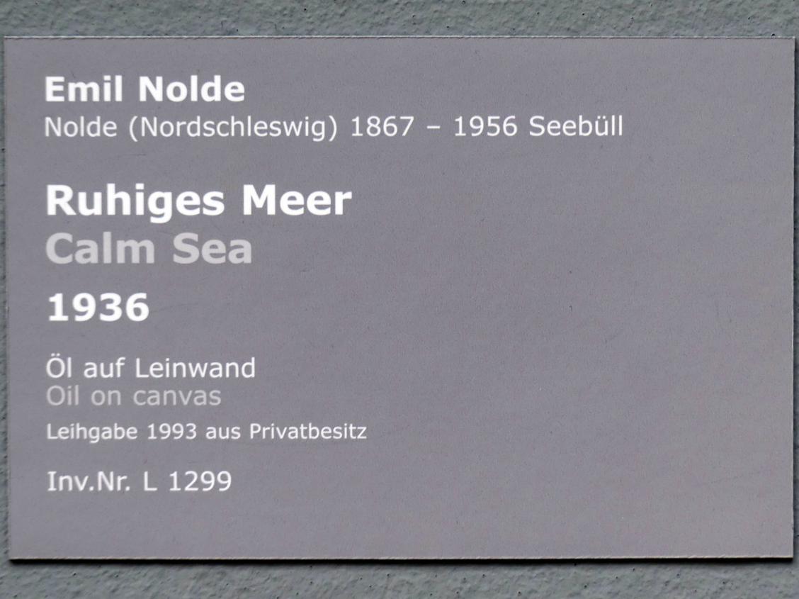 Emil Nolde (1903–1946), Ruhiges Meer, Stuttgart, Staatsgalerie, Internationale Malerei und Skulptur 1, 1936, Bild 2/2