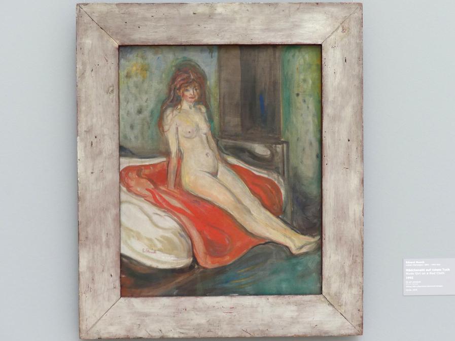 Edvard Munch (1888–1925), Mädchenakt auf rotem Tuch, Stuttgart, Staatsgalerie, Internationale Malerei und Skulptur 1, 1902, Bild 1/2