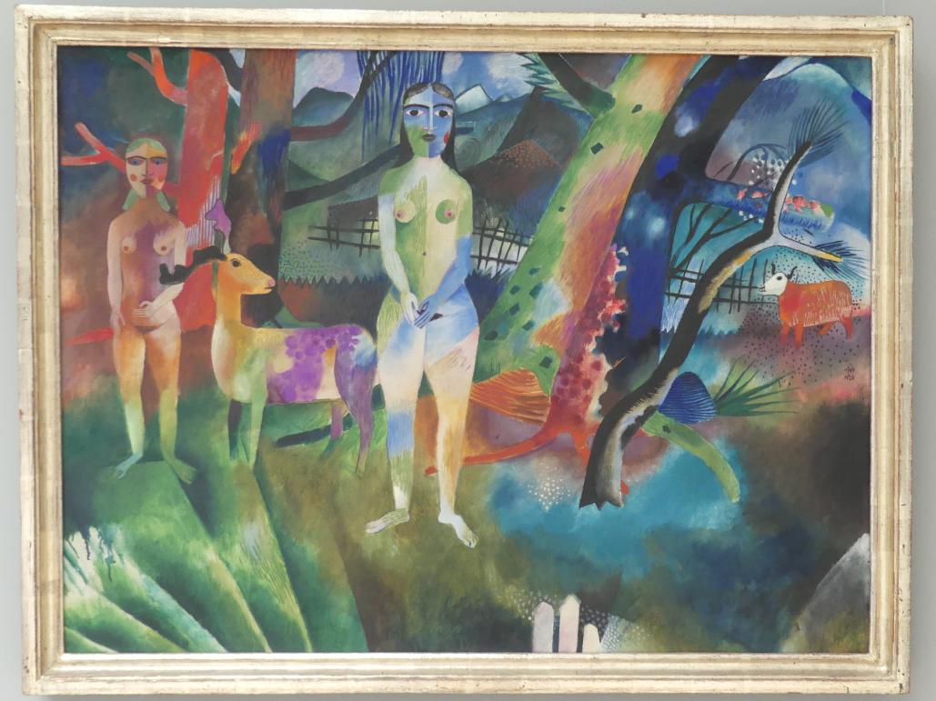 Heinrich Campendonk (1912–1929), Große Landschaft mit zwei Frauen, Stuttgart, Staatsgalerie, Internationale Malerei und Skulptur 2, 1919–1920, Bild 1/2