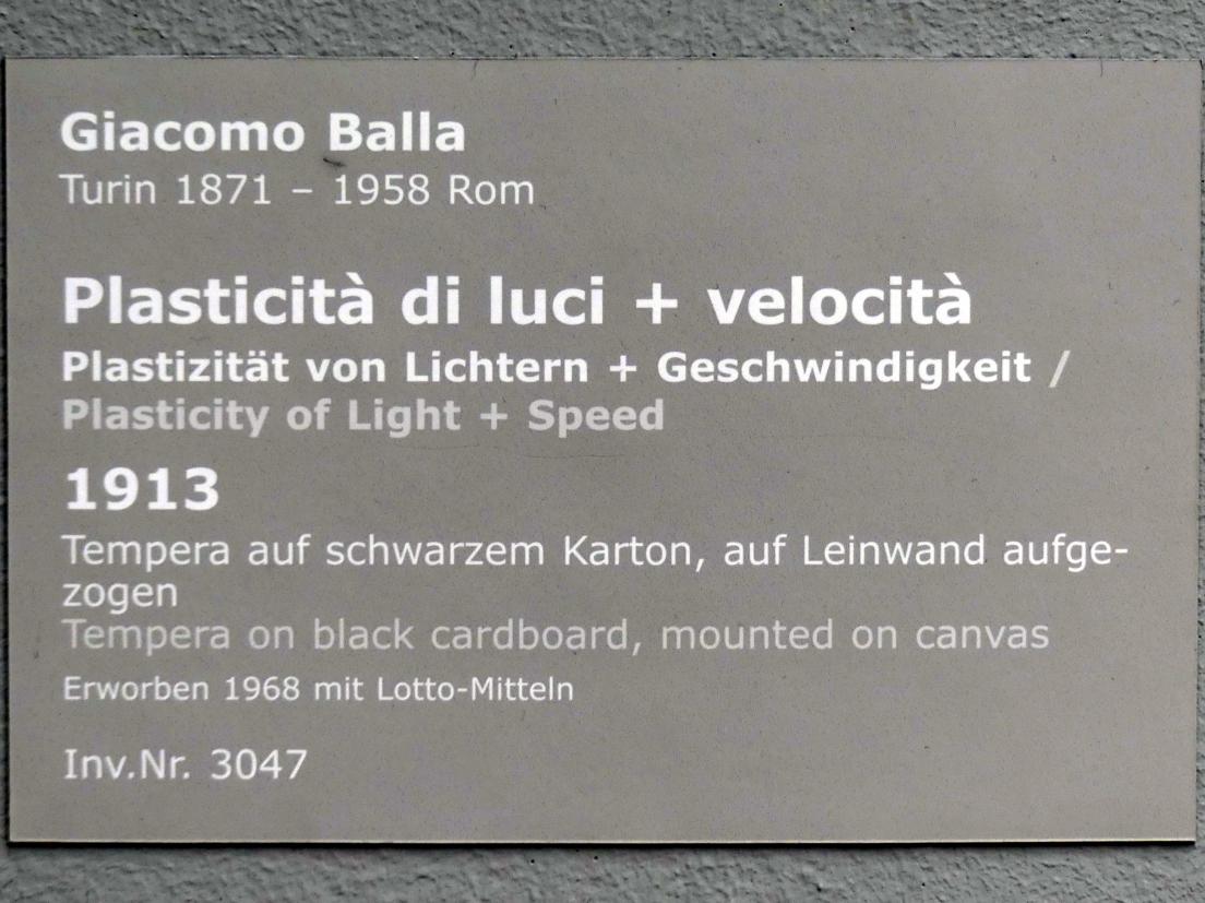Giacomo Balla (1912–1915), Plasticità di luci + velocità - Plastzität von Lichtern + Geschwindigkeit, Stuttgart, Staatsgalerie, Internationale Malerei und Skulptur 3, 1913, Bild 2/2