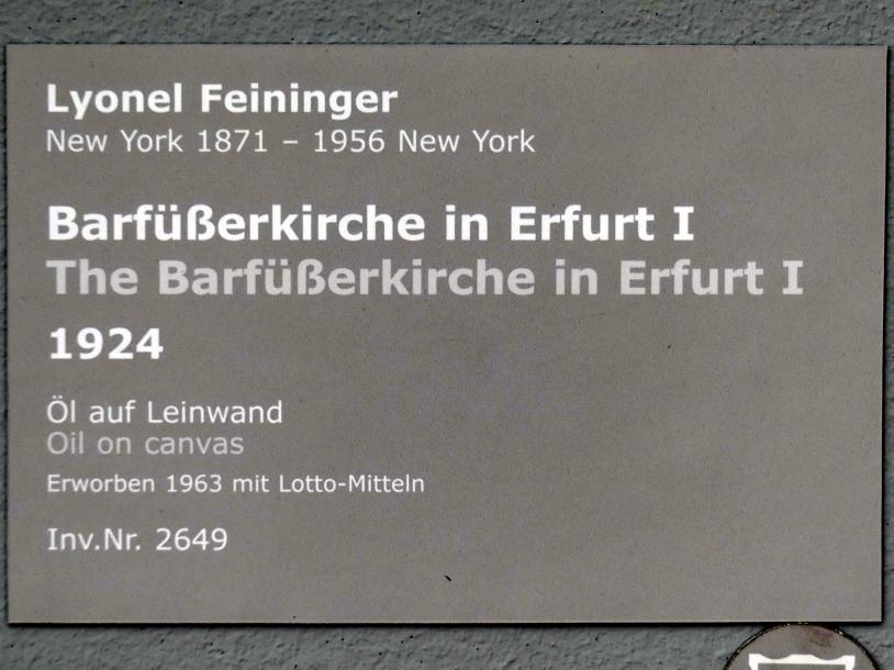 Lyonel Feininger (1907–1940), Barfüßerkirche in Erfurt I, Stuttgart, Staatsgalerie, Internationale Malerei und Skulptur 3, 1924, Bild 2/2