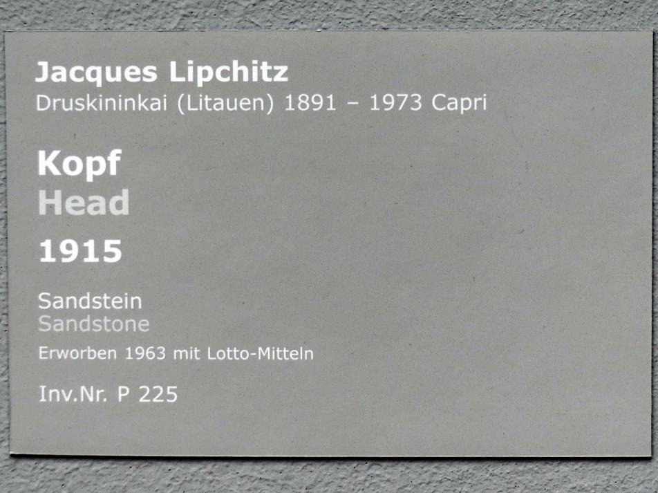 Jacques Lipchitz (1913–1938), Kopf, Stuttgart, Staatsgalerie, Internationale Malerei und Skulptur 3, 1915, Bild 5/5