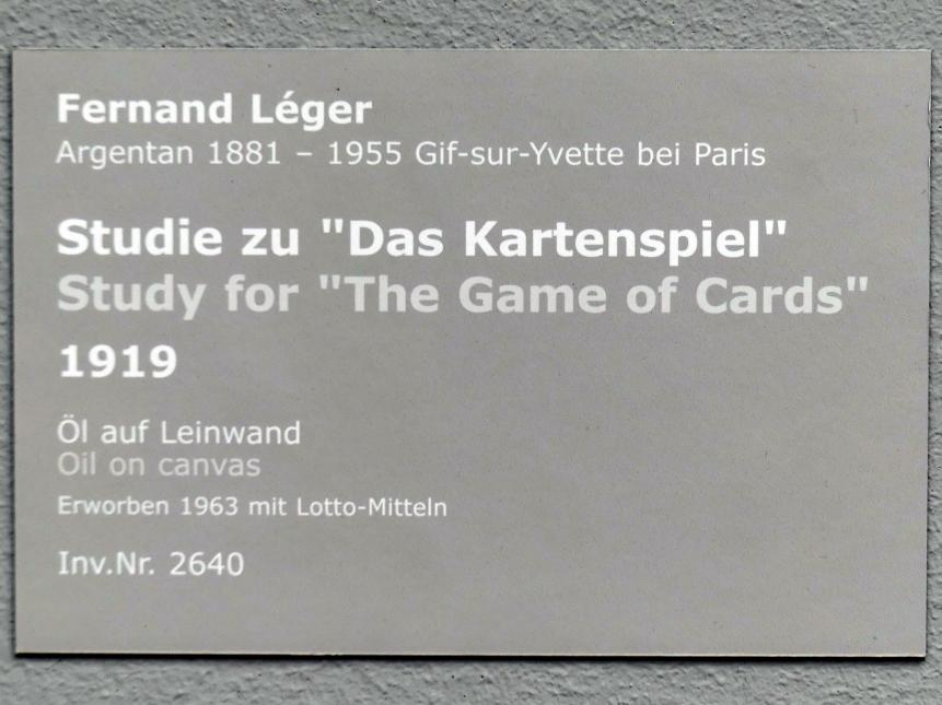 Fernand Léger (1912–1954), Studie zu "Das Kartenspiel", Stuttgart, Staatsgalerie, Internationale Malerei und Skulptur 3, 1919, Bild 2/2