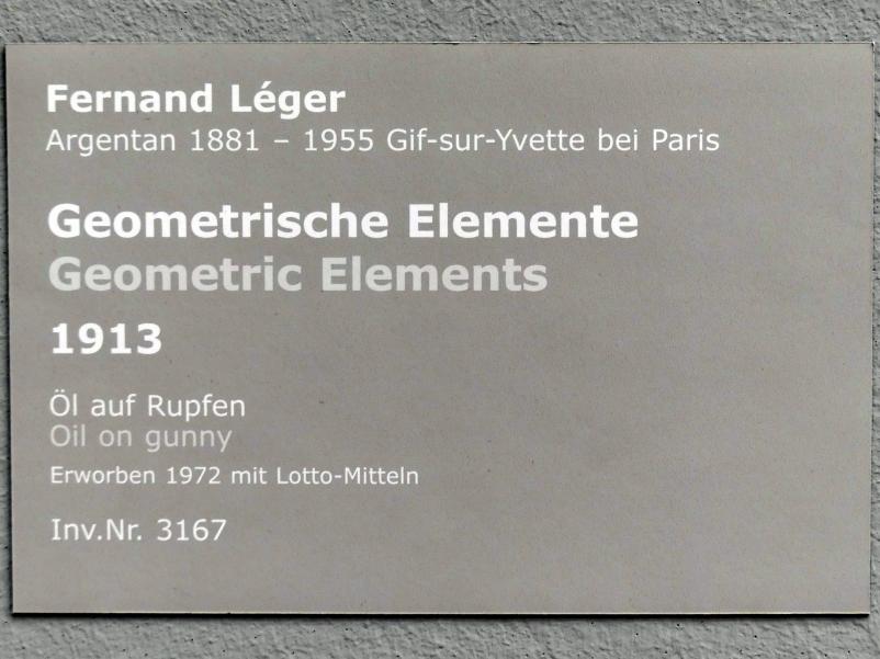 Fernand Léger (1912–1954), Geometrische Elemente, Stuttgart, Staatsgalerie, Internationale Malerei und Skulptur 3, 1913, Bild 2/2