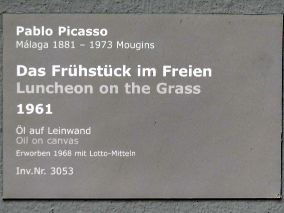Pablo Picasso (1897–1972), Das Frühstück im Freien, Stuttgart, Staatsgalerie, Internationale Malerei und Skulptur 4, 1961, Bild 2/2