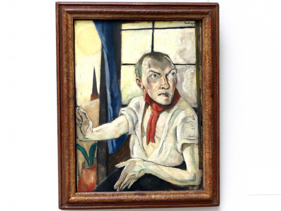 Max Beckmann (1905–1950), Selbstbildnis mit rotem Schal, Stuttgart, Staatsgalerie, Internationale Malerei und Skulptur 6, 1917, Bild 1/2