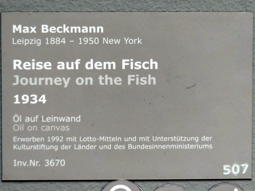 Max Beckmann (1905–1950), Reise auf dem Fisch, Stuttgart, Staatsgalerie, Internationale Malerei und Skulptur 6, 1934, Bild 2/2