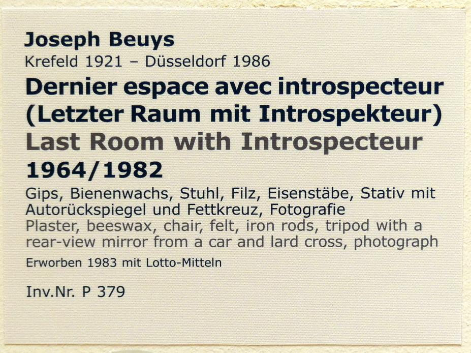 Joseph Beuys (1948–1985), Dernier espace avec introspecteur (Letzter Raum mit Introspekteur), Stuttgart, Staatsgalerie, Internationale Malerei und Skulptur 11, 1964, Bild 6/6