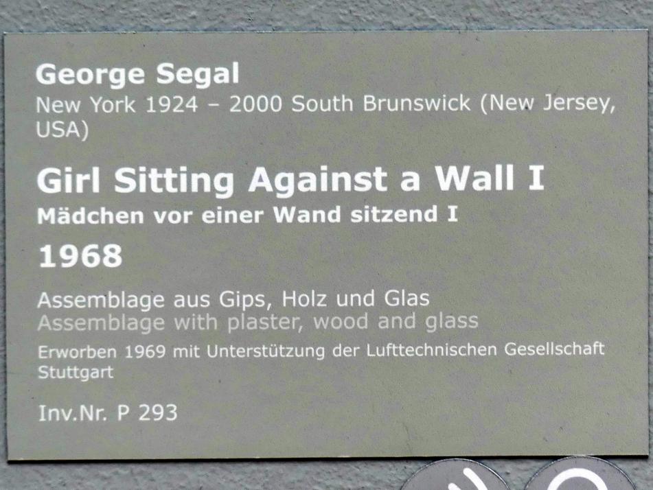 George Segal (1964–1970), Girl Sitting Against a Wall I - Mädchen vor einer Wand sitzend I, Stuttgart, Staatsgalerie, Internationale Malerei und Skulptur 14, 1968, Bild 3/3