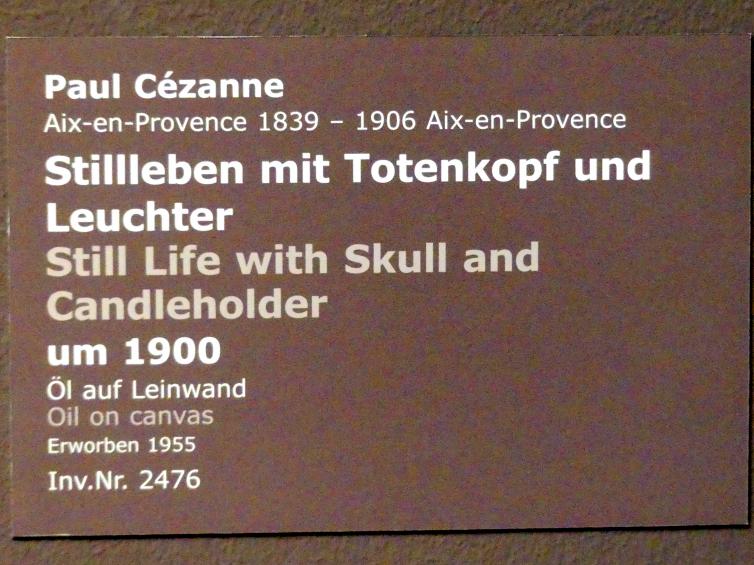Paul Cézanne (1866–1906), Stillleben mit Totenkopf und Leuchter, Stuttgart, Staatsgalerie, Europäische Malerei und Skulptur 2, um 1900, Bild 2/2