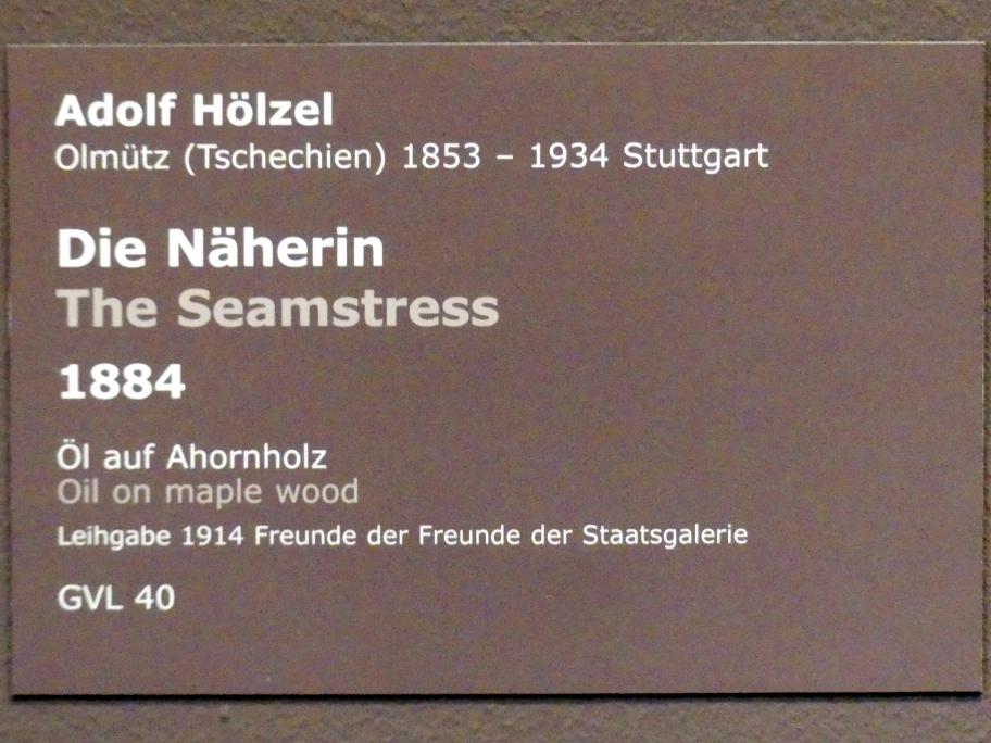 Adolf Hölzel (1880–1933), Die Näherin, Stuttgart, Staatsgalerie, Europäische Malerei und Skulptur 3, 1884, Bild 2/2