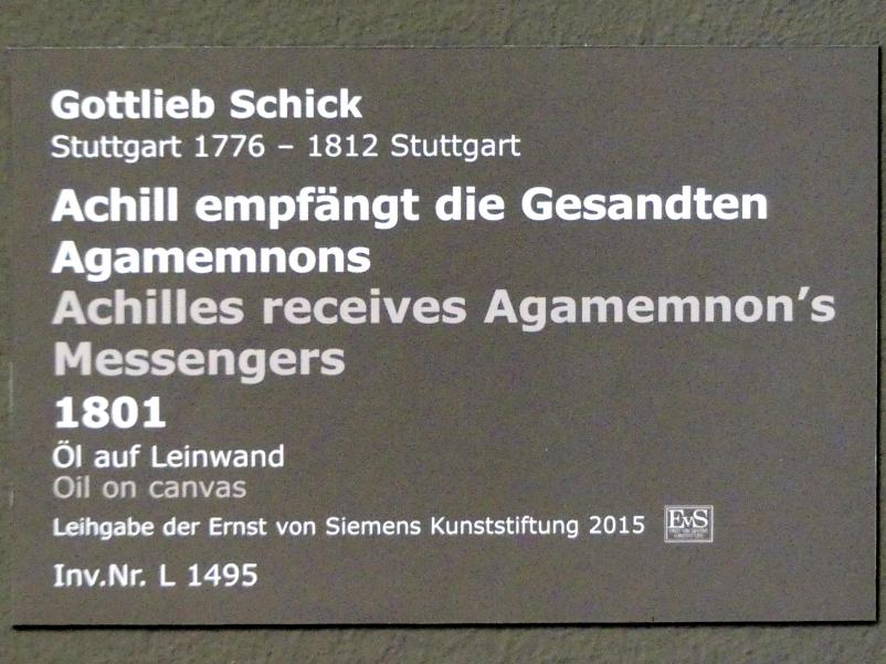 Gottlieb Schick (1798–1810), Achill empfängt die Gesandten Agamemnons, Stuttgart, Staatsgalerie, Europäische Malerei und Skulptur 7, 1801, Bild 2/2