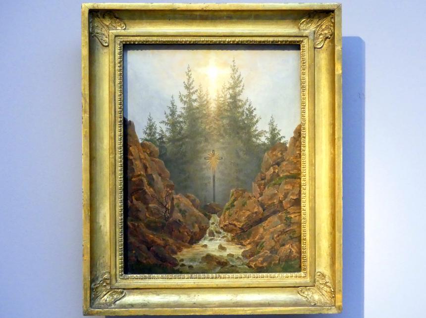 Caspar David Friedrich (1798–1836), Kreuz im Wald, Stuttgart, Staatsgalerie, Europäische Malerei und Skulptur 9, um 1812, Bild 1/2