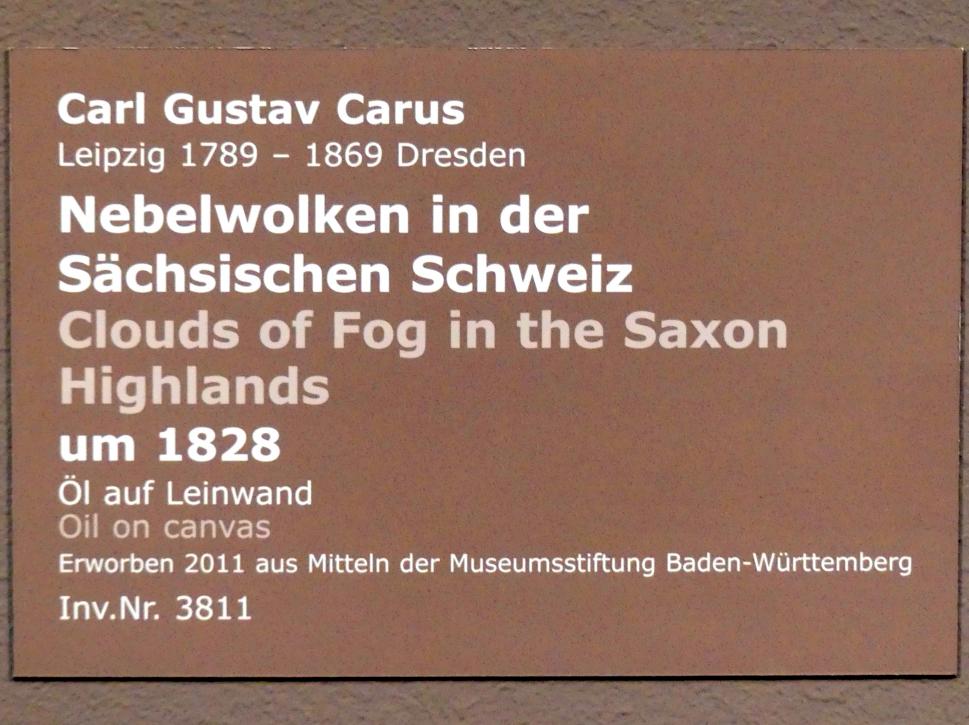 Carl Gustav Carus (1819–1845), Nebelwolken in der Sächsischen Schweiz, Stuttgart, Staatsgalerie, Europäische Malerei und Skulptur 9, um 1828, Bild 2/2