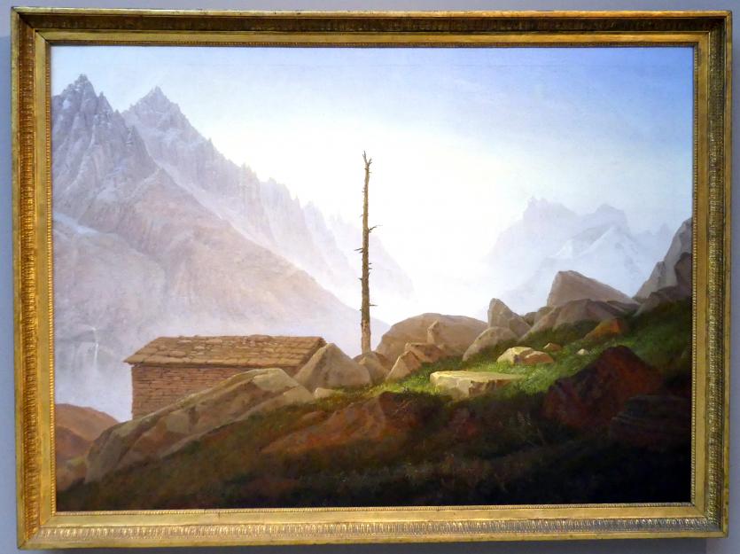 Carl Gustav Carus (1819–1845), Blick vom Montanvert auf die Montblanc-Gruppe, Stuttgart, Staatsgalerie, Europäische Malerei und Skulptur 9, 1822–1824