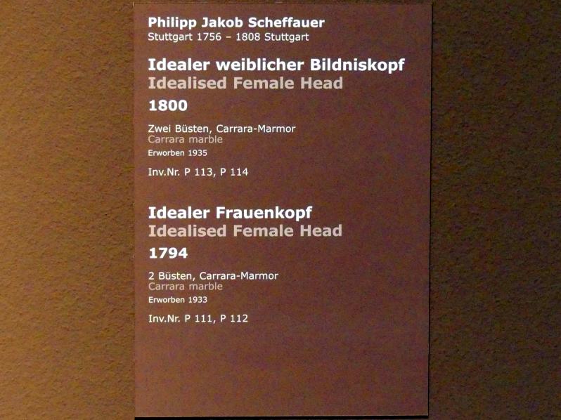 Philipp Jakob Scheffauer (1794–1806), Idealer weiblicher Bildniskopf, Stuttgart, Staatsgalerie, Europäische Malerei und Skulptur 10, 1800, Bild 2/2