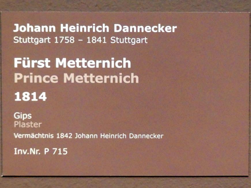Johann Heinrich Dannecker (1787–1819), Fürst Metternich, Stuttgart, Staatsgalerie, Europäische Malerei und Skulptur 10, 1814, Bild 4/4