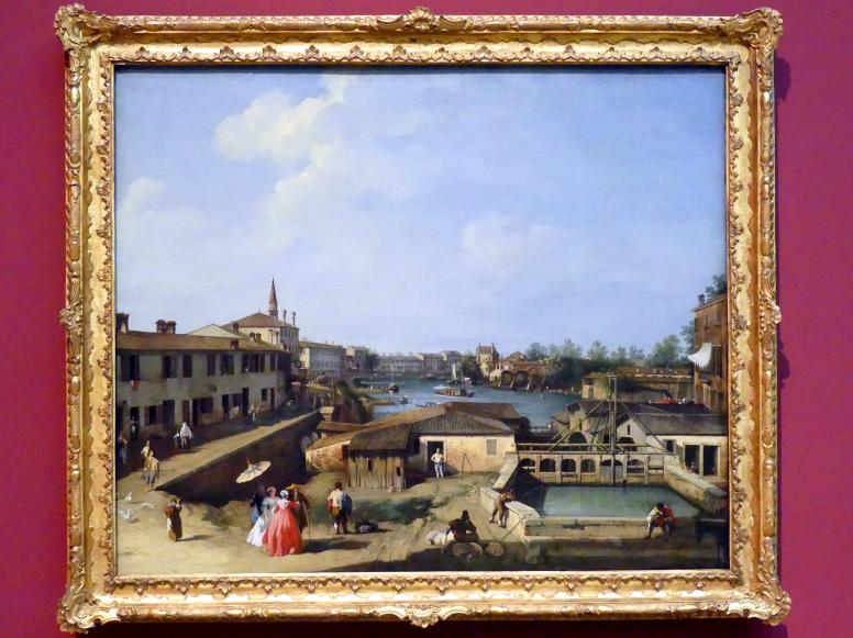 Giovanni Antonio Canal ("Canaletto") (1722–1765), Ansicht der Mühlen von Dolo an der Brenta, Stuttgart, Staatsgalerie, Italienische Malerei 3, um 1732–1735