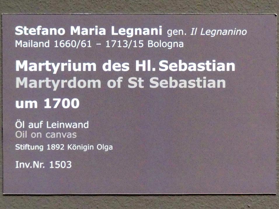 Stefano Maria Legnani (1700), Martyrium des Hl. Sebastian, Stuttgart, Staatsgalerie, Italienische Malerei 5, um 1700, Bild 2/2