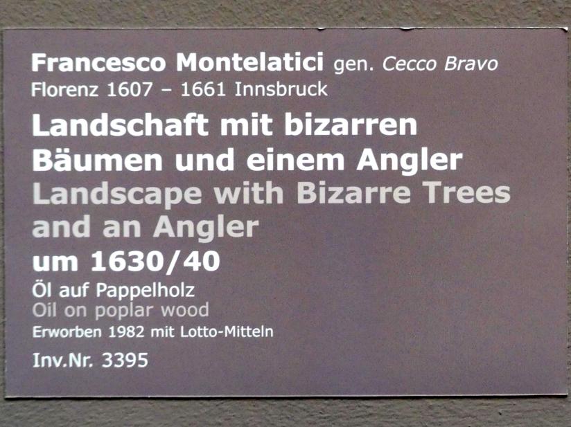 Cecco Bravo (Francesco Montelatici) (1635–1660), Landschaft mit bizarren Bäumen und einem Angler, Stuttgart, Staatsgalerie, Italienische Malerei 5, um 1630–1640, Bild 2/2