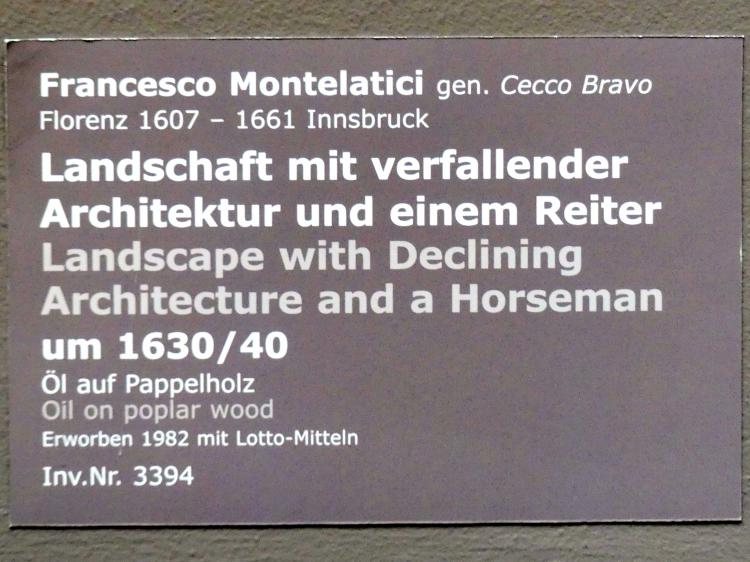 Cecco Bravo (Francesco Montelatici) (1635–1660), Landschaft mit verfallender Architektur und einem Reiter, Stuttgart, Staatsgalerie, Italienische Malerei 5, um 1630–1640, Bild 2/2