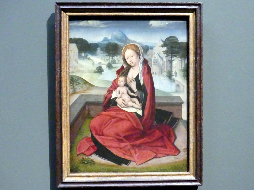 Meister der Chanenko- (Khanenko-) Anbetung (1500), Die Madonna mit dem Kind vor einer Landschaft, Stuttgart, Staatsgalerie, Niederländische Malerei 1, um 1500, Bild 1/2