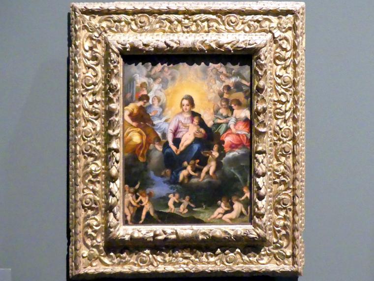 Johannes Rottenhammer der Ältere (1595–1604), Madonna mit Kind in Engelsglorie, Stuttgart, Staatsgalerie, Niederländische Malerei 2, 1601, Bild 1/2